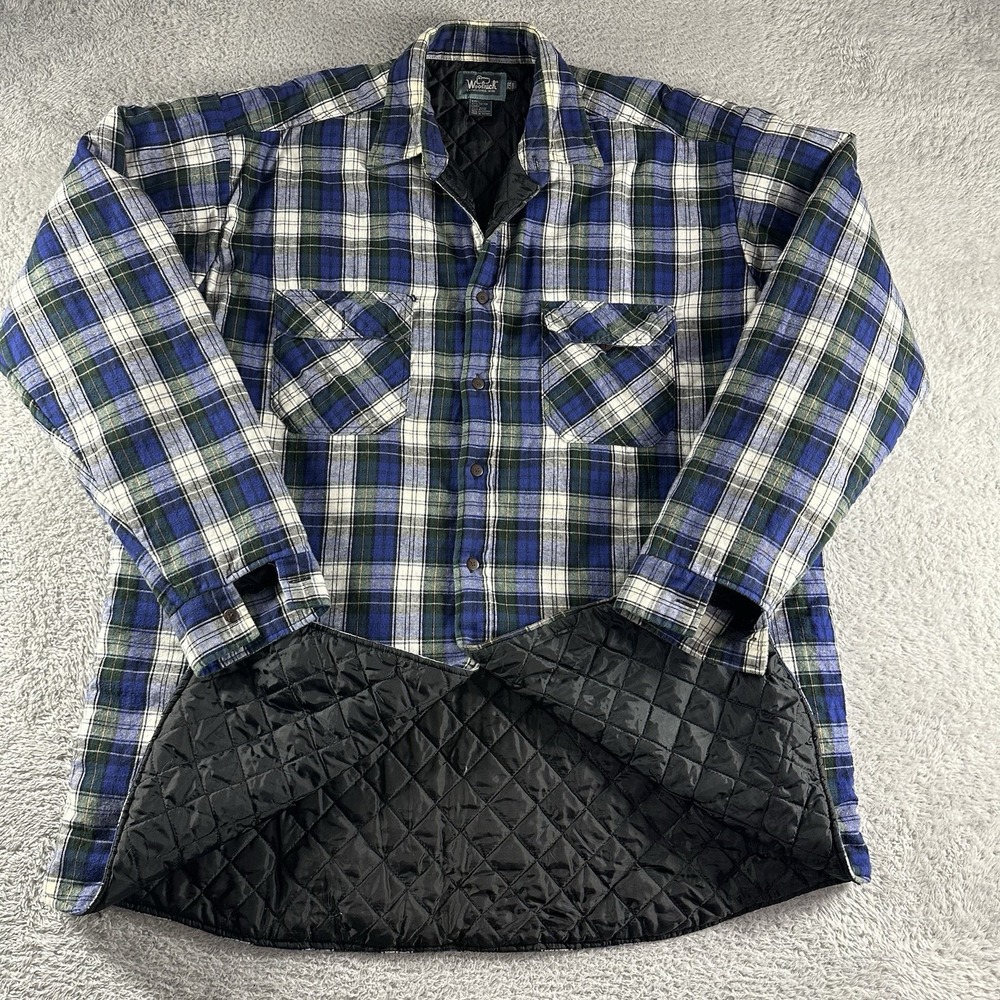 VINTAGE Woolrich Jacket Shacket Mens XXL‎ Long 2x Blue Quilt Lined Outdoors
